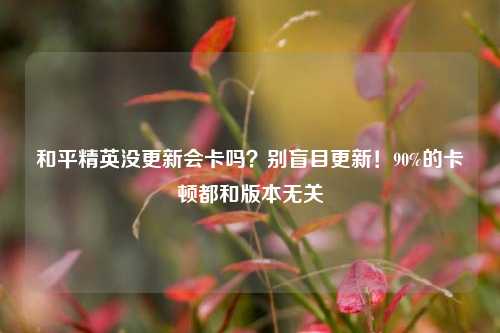 和平精英没更新会卡吗？别盲目更新！90%的卡顿都和版本无关