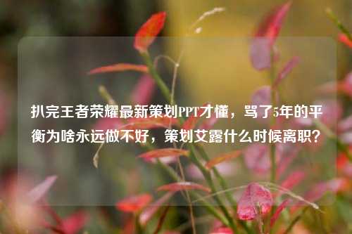 扒完王者荣耀最新策划PPT才懂，骂了5年的平衡为啥永远做不好，策划艾露什么时候离职？